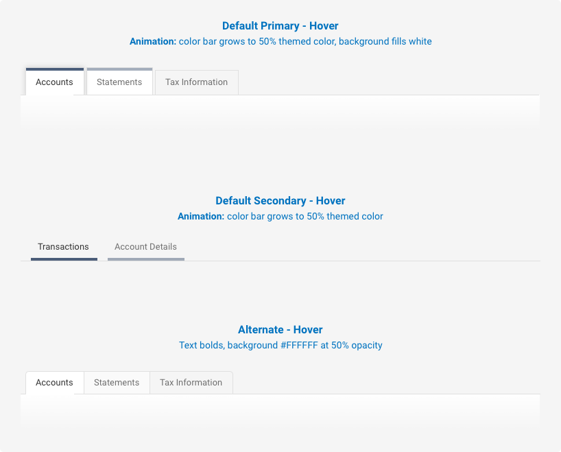 Typography Diagram Visual of the 3 tab styles